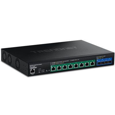 TRENDnet TPE-7124SBF 12-Port Managed 10 Gigabit Ethernet PoE++ Switch, 4x 10G SFP+ ports, rack mountable